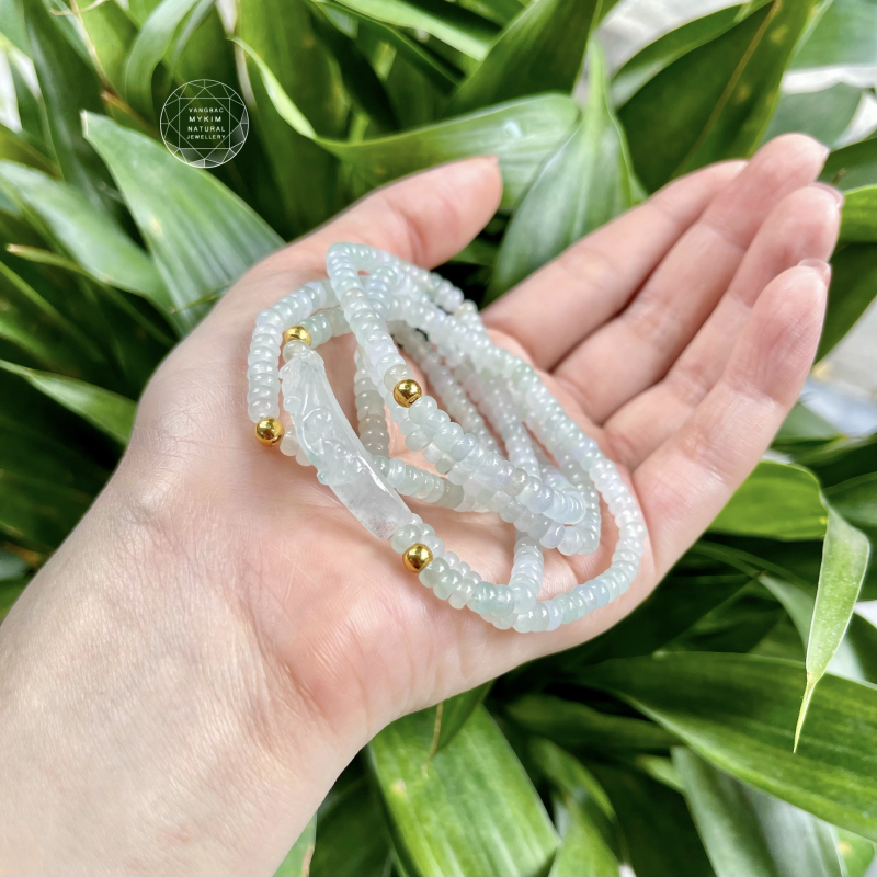 Chuỗi Băng Ngọc Phỉ Thúy Tỳ Hưu mix vàng 24k - VIP
