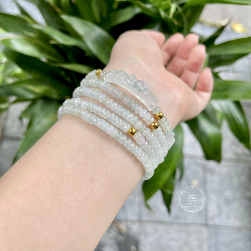 Chuỗi Băng Ngọc Phỉ Thúy Tỳ Hưu mix vàng 24k - VIP