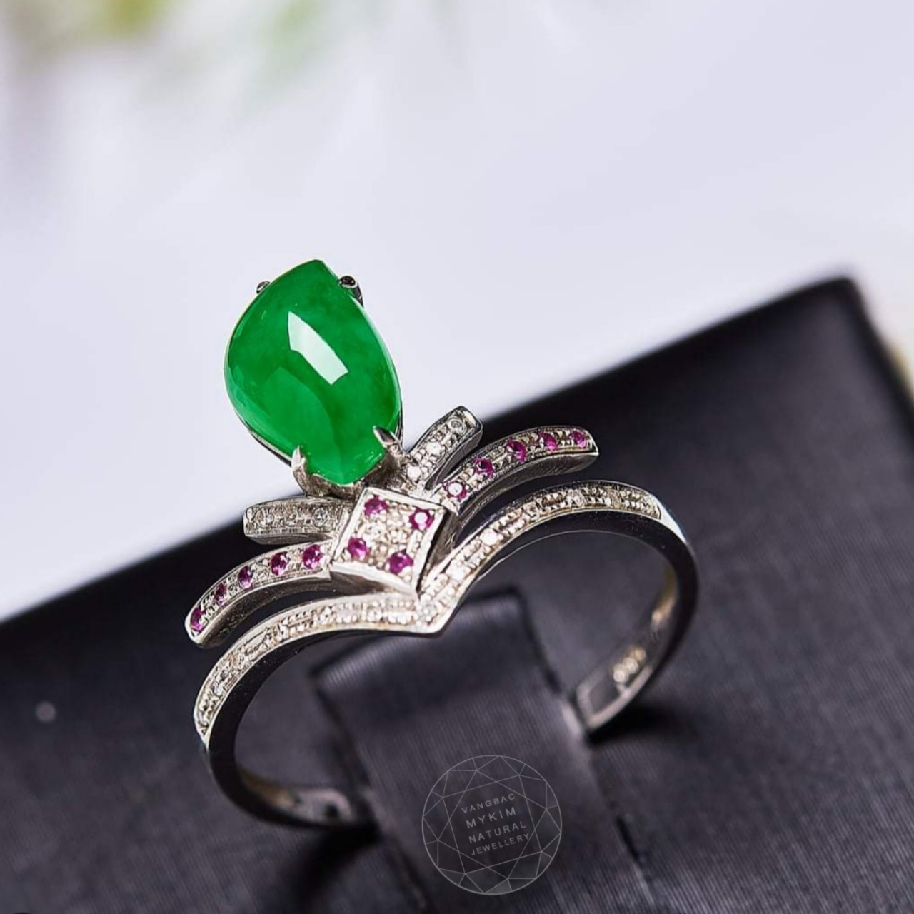 Nhẫn Ngọc Phỉ Thúy - Bọc Vàng 10k - 14k - 18k - MS007