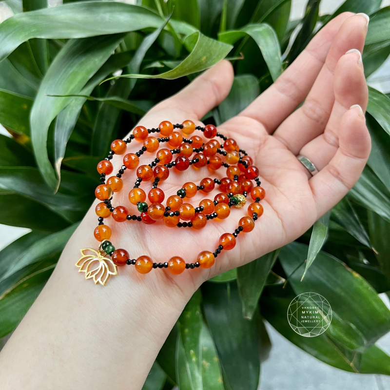 Set Vòng Mã Não mix Ngọc Phỉ Thúy - đá tektit - Charm Vàng tây 10k