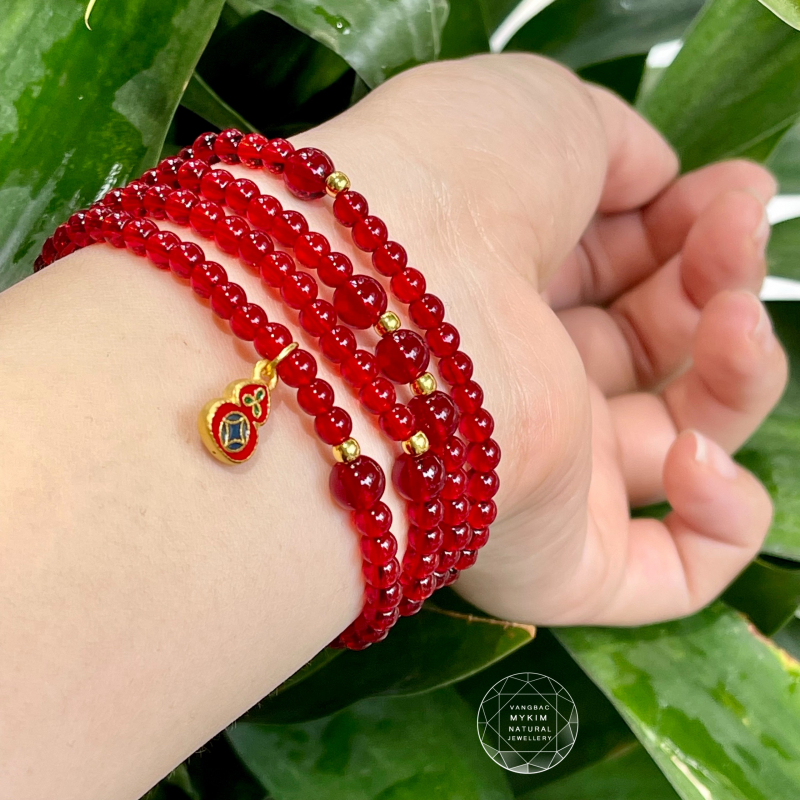 Chuỗi đá Thạch anh mix Vàng 24k