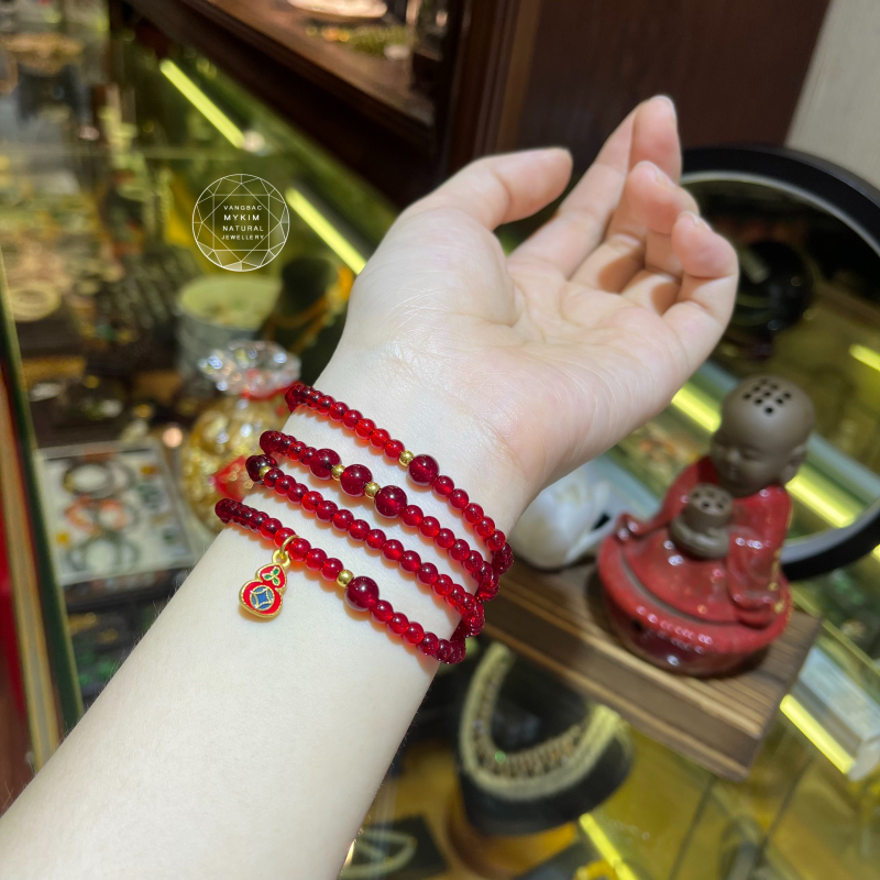 Chuỗi đá Thạch anh mix Vàng 24k