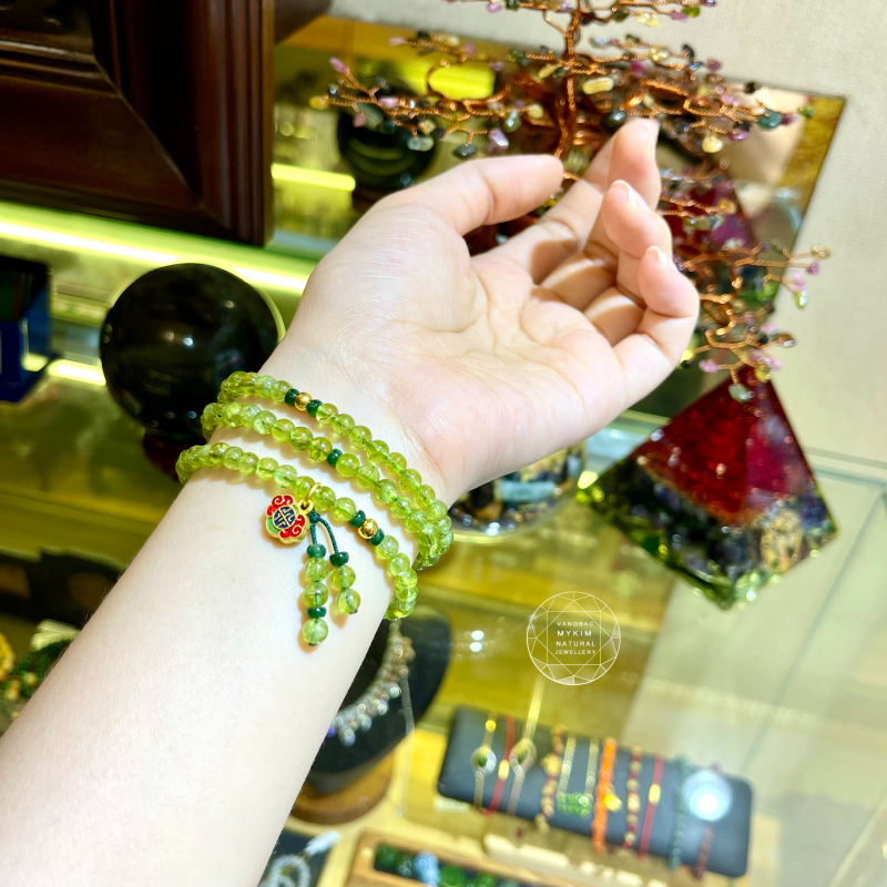 Chuỗi Vòng Đá Peridot Mix Vàng 24k