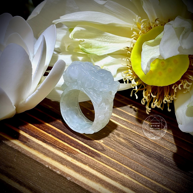💫 Nhẫn Tỳ Hưu Băng Ngọc Phỉ Thúy – Điêu Khắc Nguyên Khối | Jadeite Myanmar