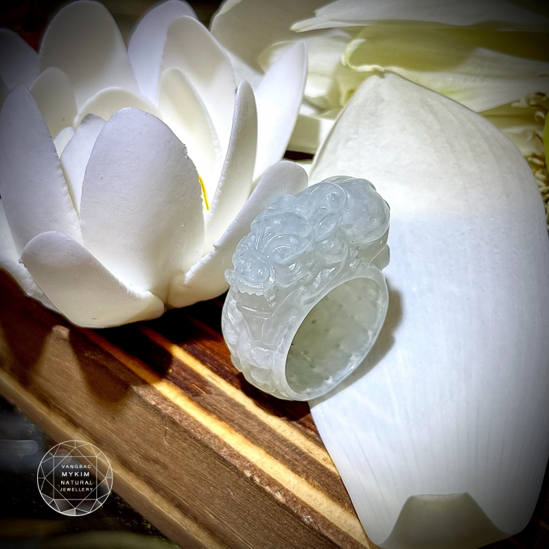 💫 Nhẫn Tỳ Hưu Băng Ngọc Phỉ Thúy – Điêu Khắc Nguyên Khối | Jadeite Myanmar