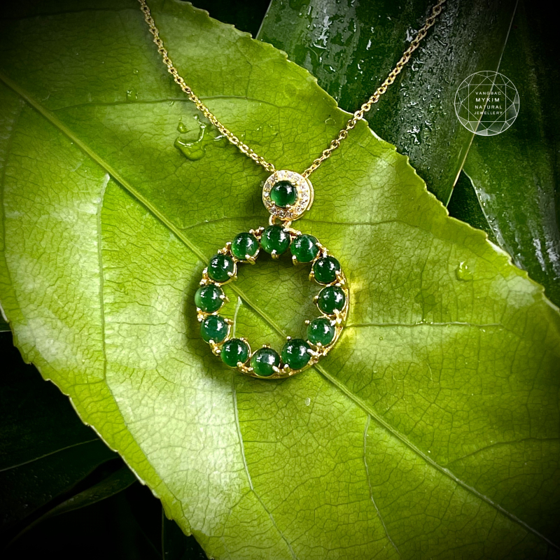 Dây chuyền mặt Ngọc Phỉ Thúy  - Jadeite Vip Myanmar - Bạc si vàng