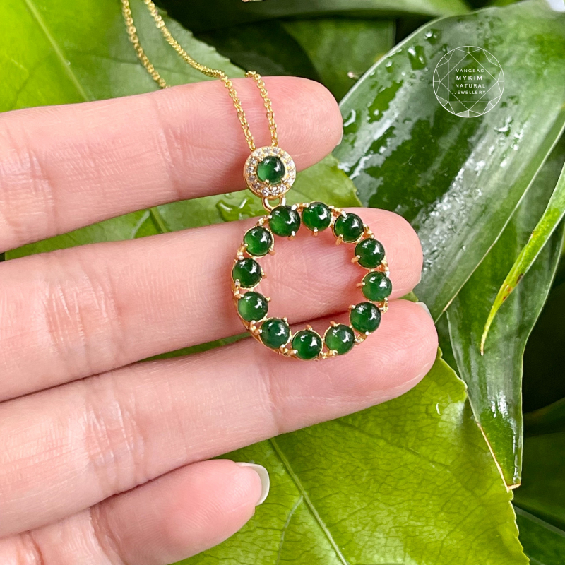 Dây chuyền mặt Ngọc Phỉ Thúy  - Jadeite Vip Myanmar - Bạc si vàng