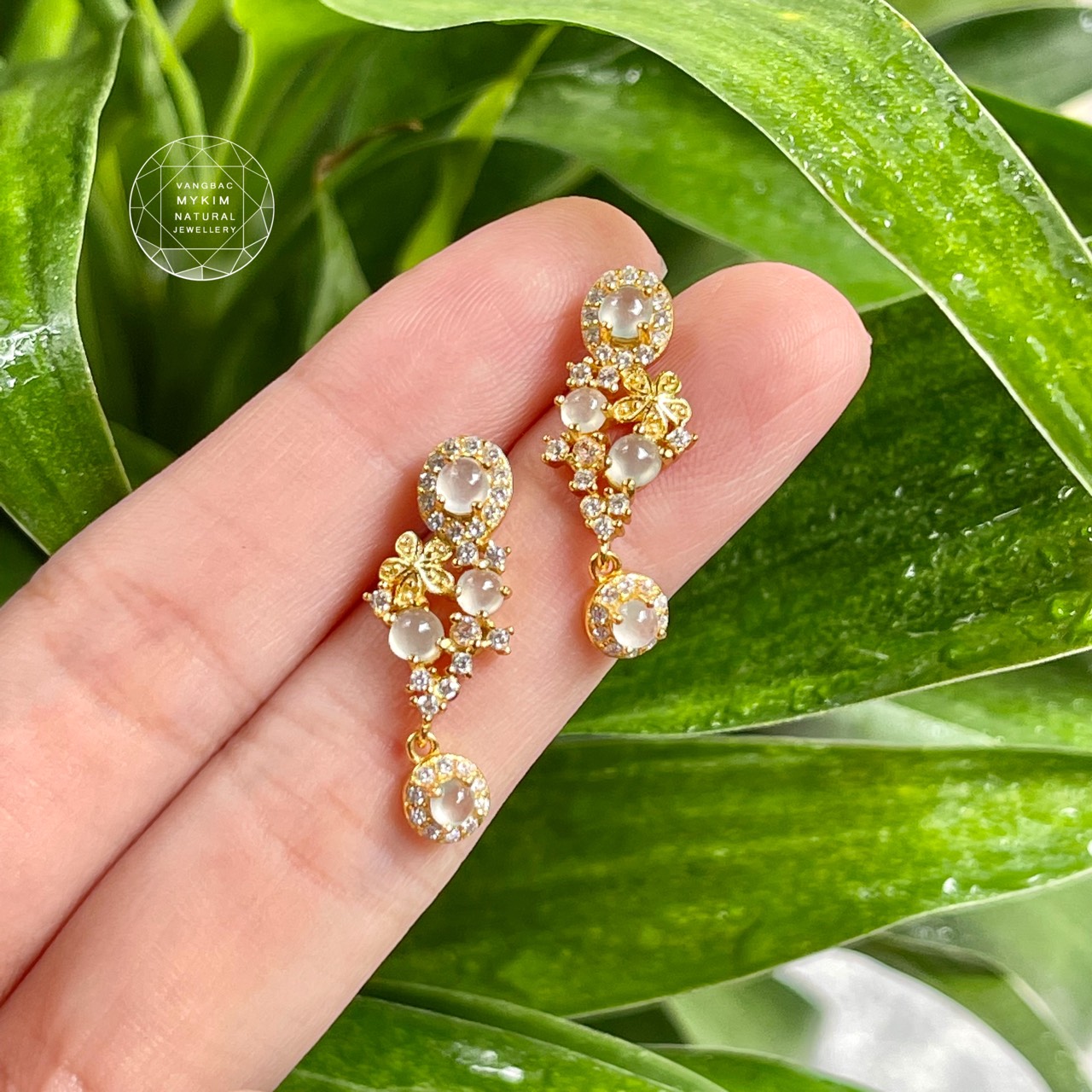 Bông tai băng Ngọc Phỉ Thúy đính đá