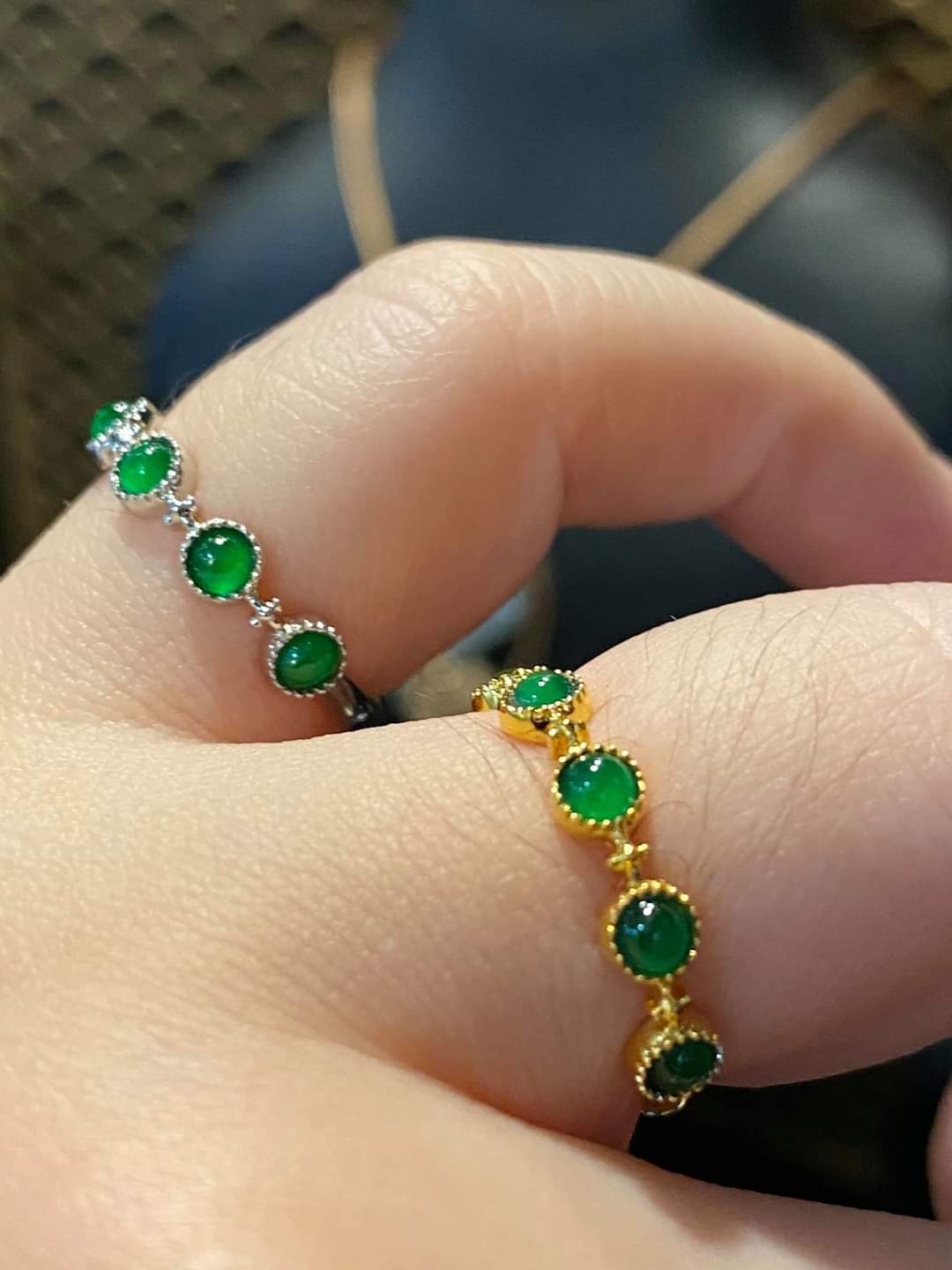 💚 Nhẫn Ngọc Phỉ Thúy – Thiết Kế 5 Viên Cách Điệu | Vàng 10k | 14k | 18k