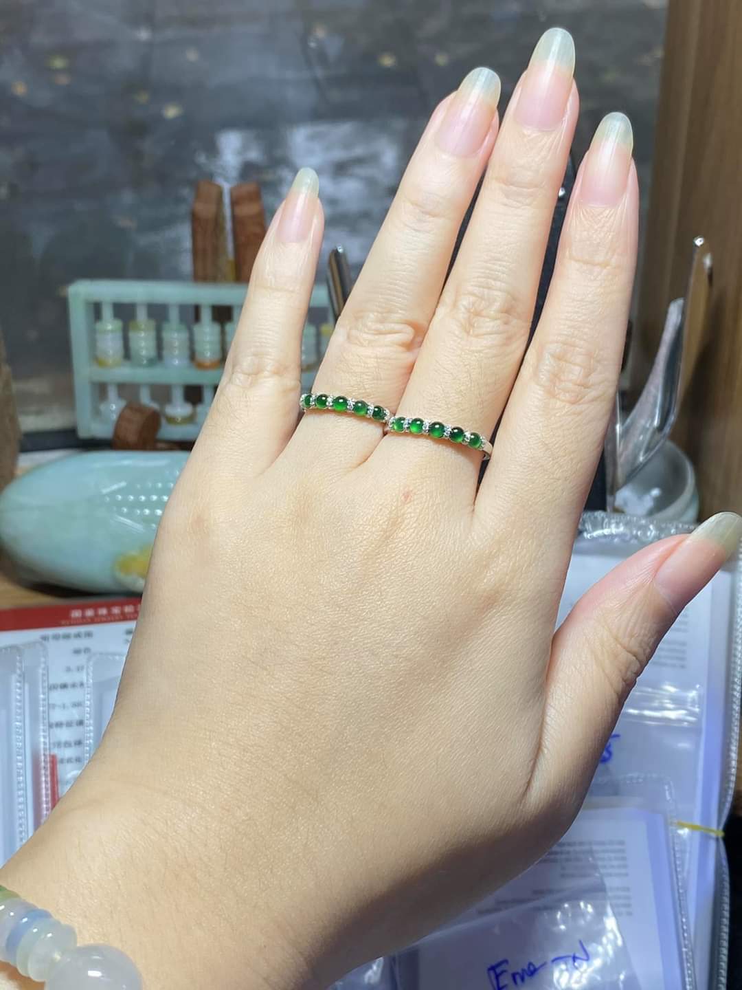 Nhẫn Ngọc Phỉ Thúy đính kiểu 5v - Vàng 10k - 14k - 18k