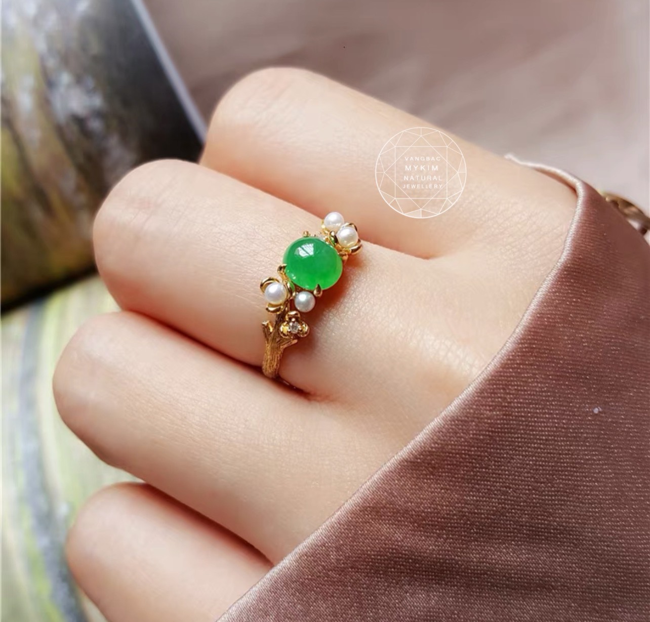 Nhẫn Ngọc Jadeite - Ngọc Trai - Vàng 10k - 14k - 18k