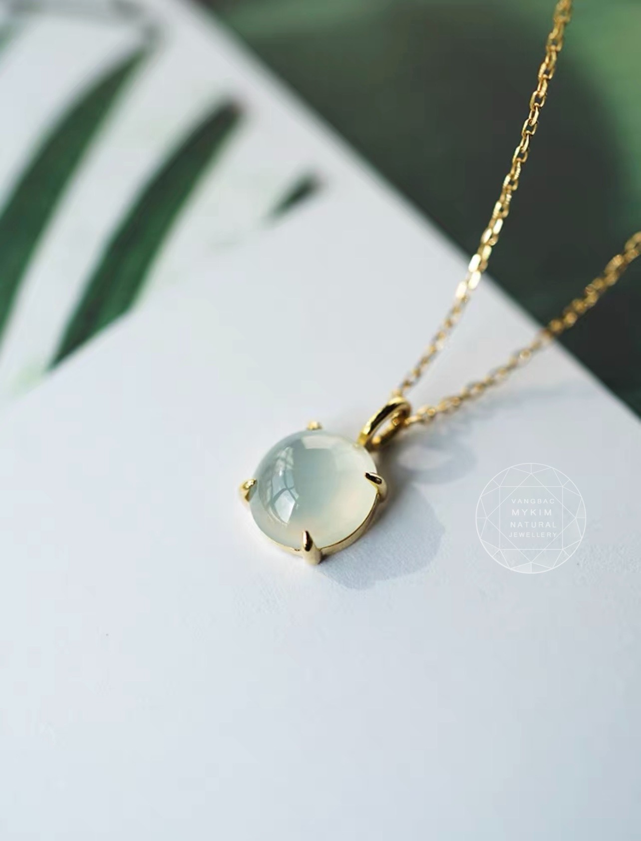 💧 Mặt Dây Băng Ngọc Phỉ Thúy – Vàng 10k | 14k | 18k | Jadeite Tự Nhiên