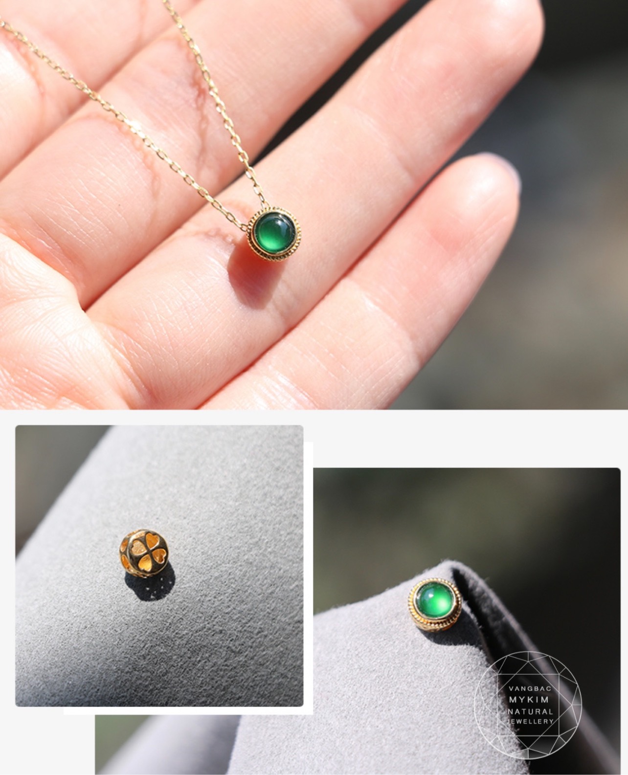Mặt dây nhỏ Ngọc Jadeite - Vàng 10k => 18k