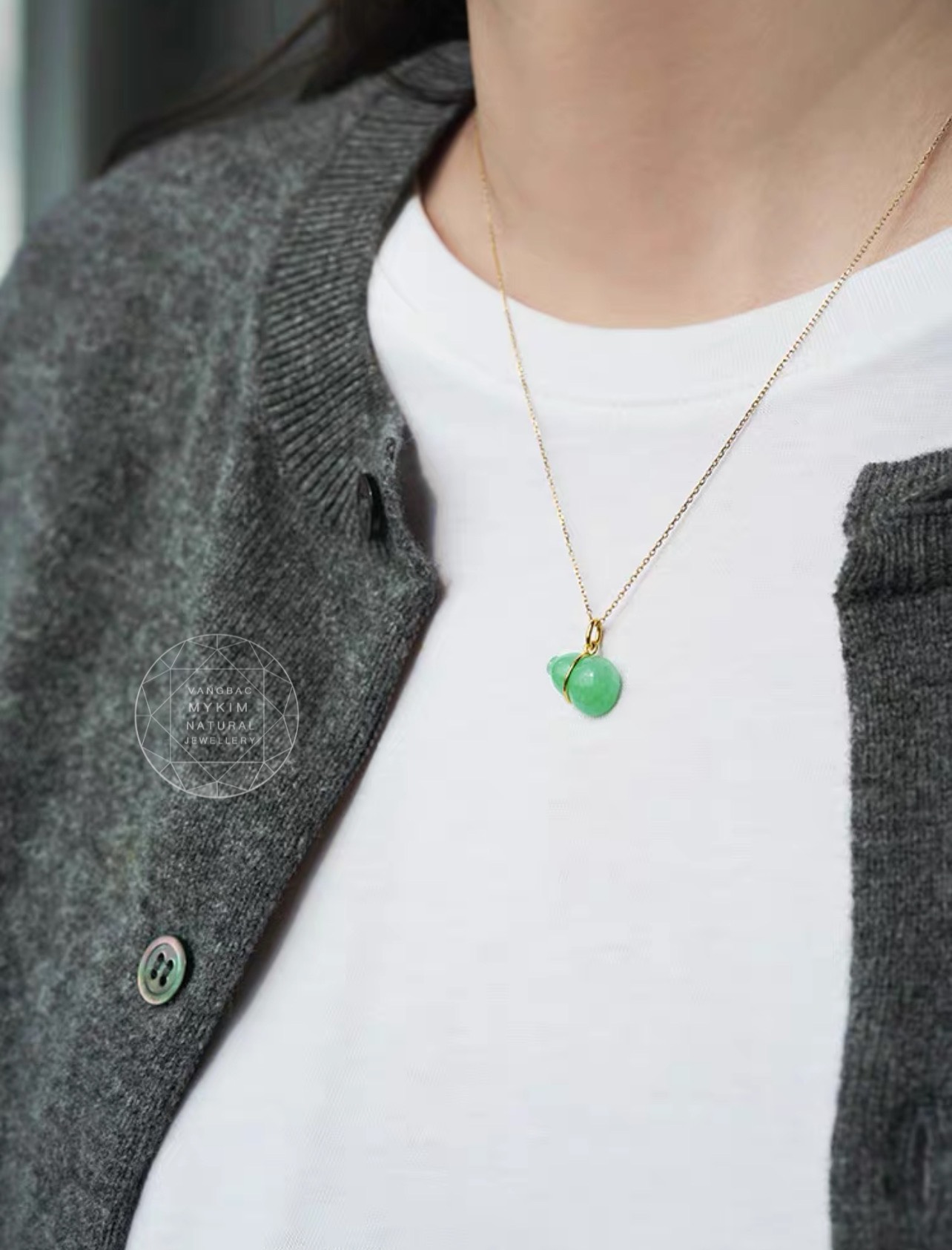 Mặt dây Hồ Lô Ngọc Jadeite - Vàng 10k - 14k - 18k