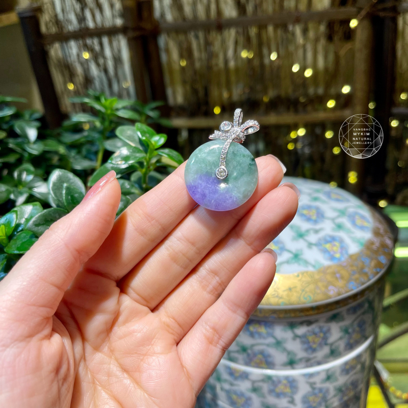 Mặt dây Ngọc Jadeite Đồng Điếu - Vàng trắng 10k - 14k - 18k