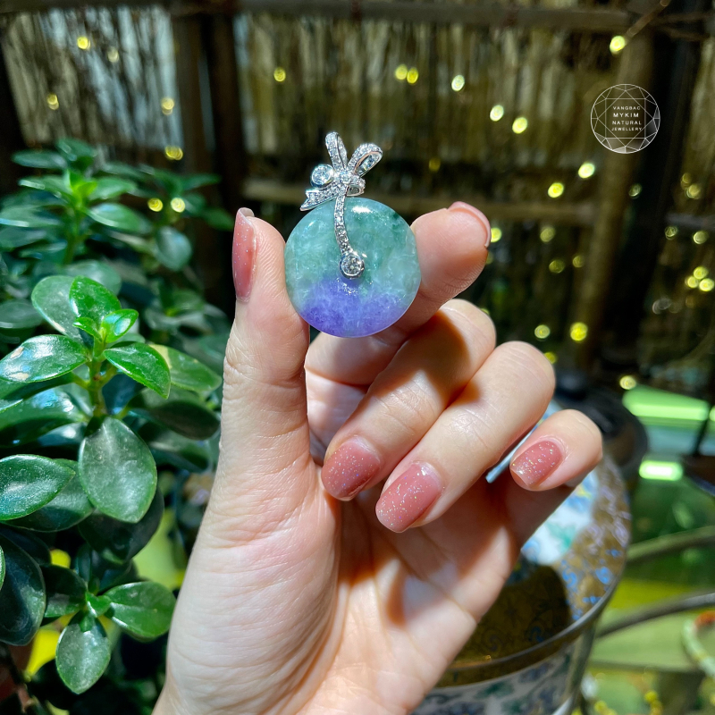 Mặt dây Ngọc Jadeite Đồng Điếu - Vàng trắng 10k - 14k - 18k