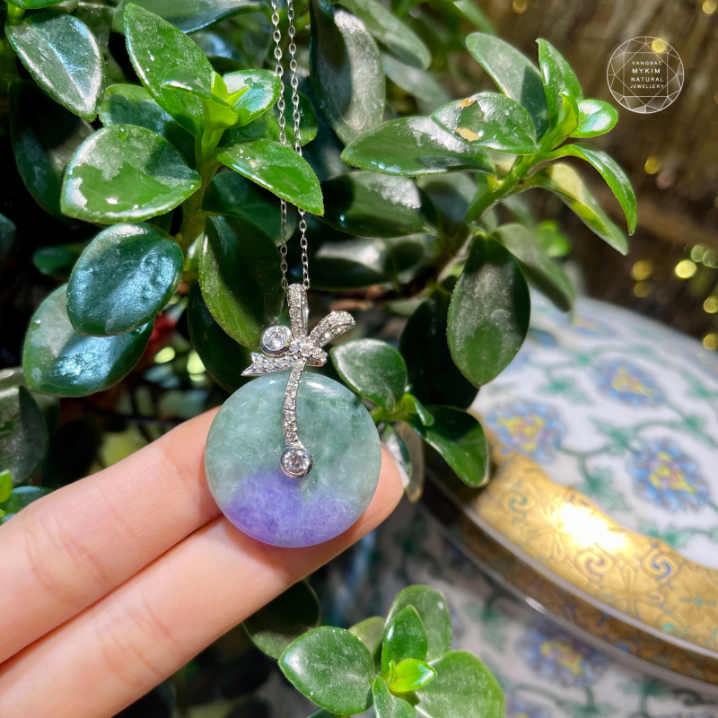 Mặt dây Ngọc Jadeite Đồng Điếu - Vàng trắng 10k - 14k - 18k