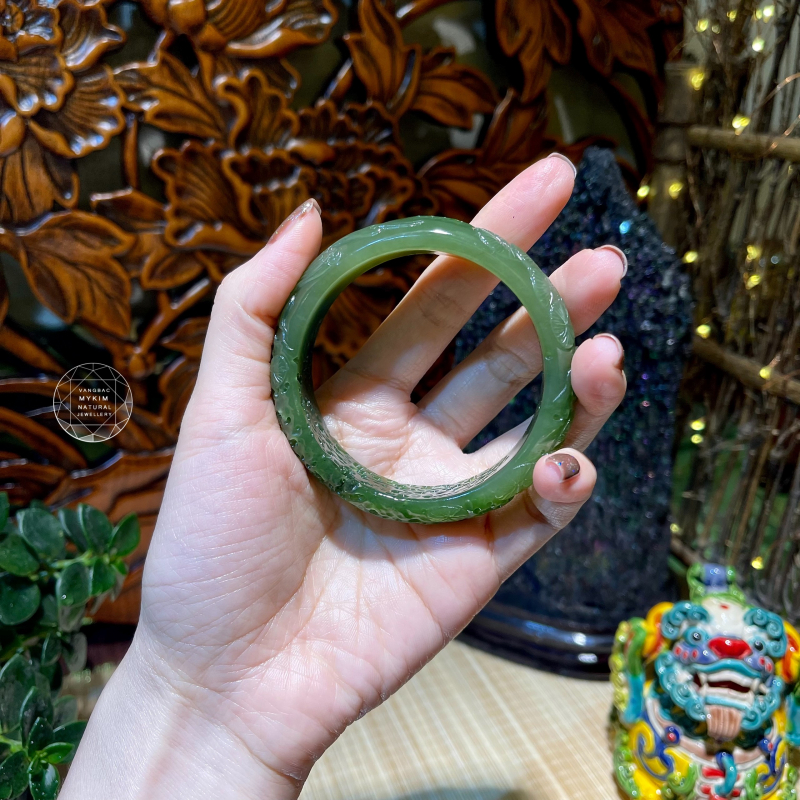 🟢 Vòng Bản Ngọc Bích Nephrite VIP • Điêu Khắc Thủ Công • Size 57.7 • Trang Sức Phong Thủy Bình An & Tài Lộc