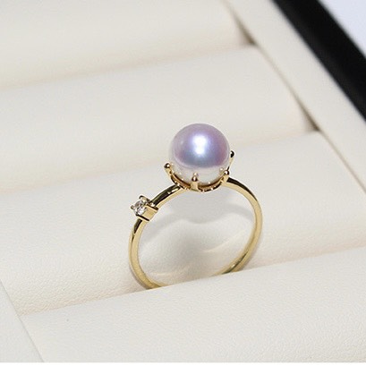 Nhẫn Ngọc Trai Trắng ánh hồng - Vàng 10 -14k - 18k