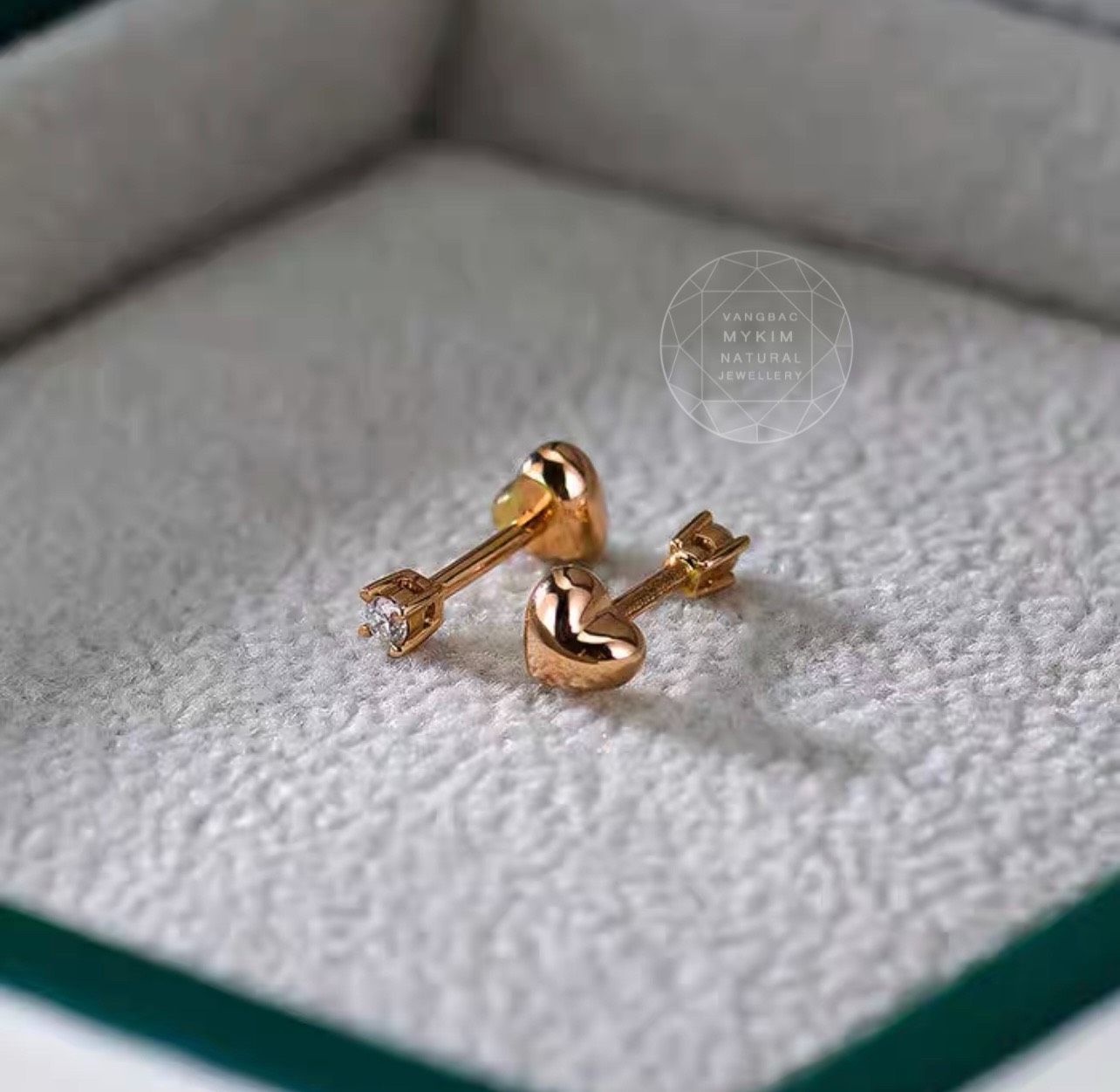 Bông tai Nụ chốt đính đá - Vàng 10k - 14k