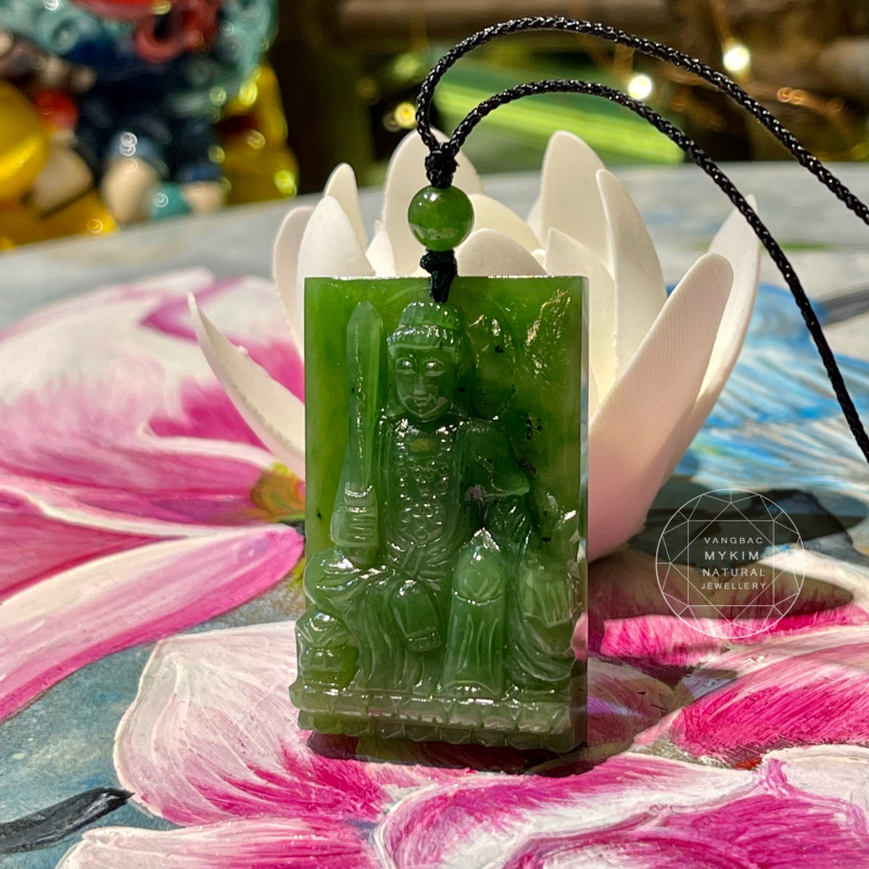 Mặt Phật Bản Mệnh Ngọc Bích Nephrite - Văn Thù Bồ Tát - Tuổi Mão