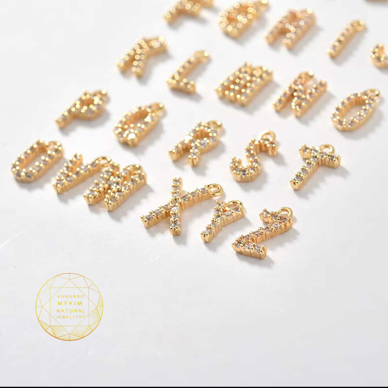 Charm Chữ Mix Lắc Tay - Vàng 14k đính đá