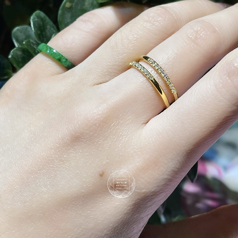 Nhẫn tròn đính Kim cương Moissanite - Vàng 14k