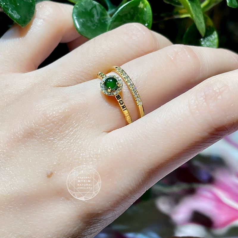 Nhẫn tròn đính Kim cương Moissanite - Vàng 14k