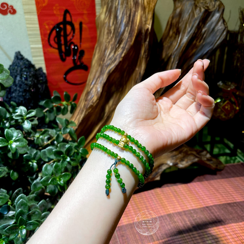Chuỗi Vòng Đá Diopside vip kết Vàng 24k - Hồ Ly