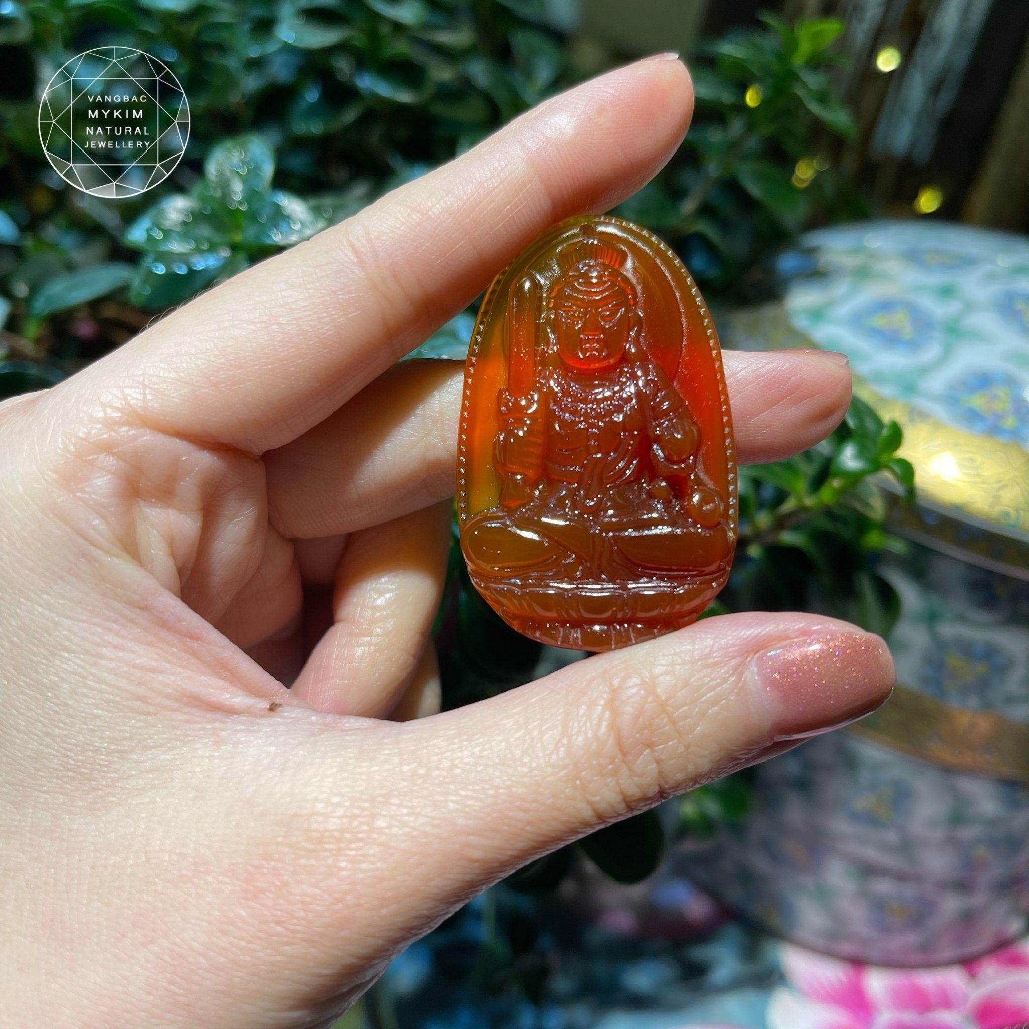 Mặt Phật Bản Mệnh Bất Động Minh Vương - Mã Não Cam Đỏ - Tuổi Dậu