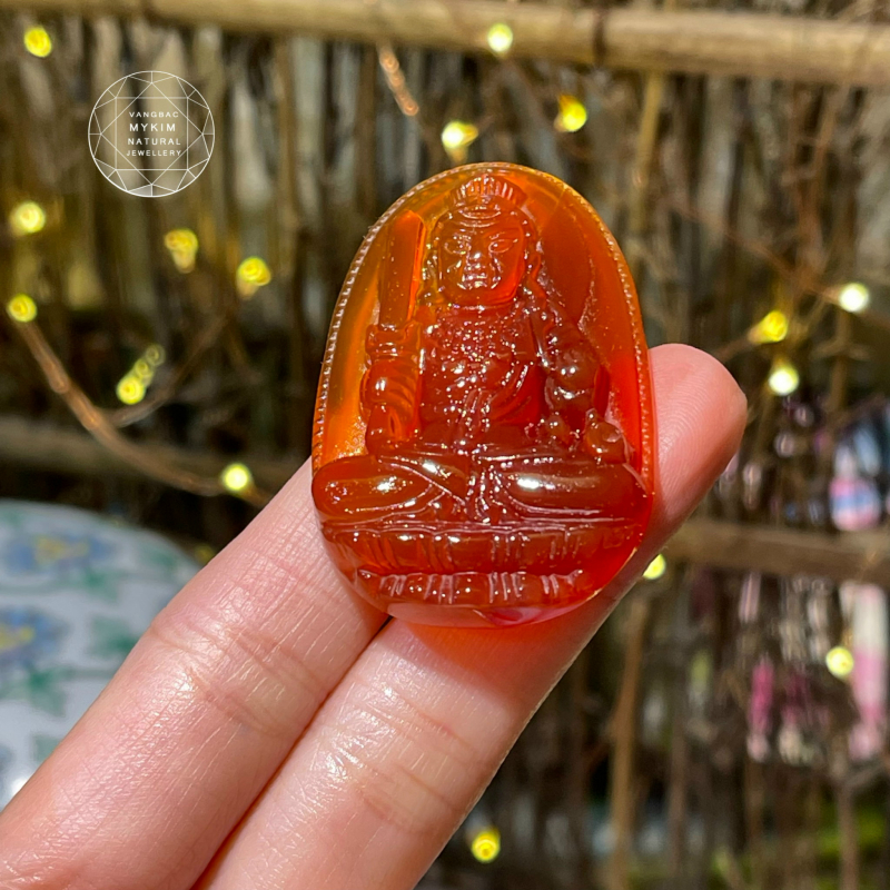 Mặt Phật Bản Mệnh Bất Động Minh Vương - Mã Não Cam Đỏ - Tuổi Dậu