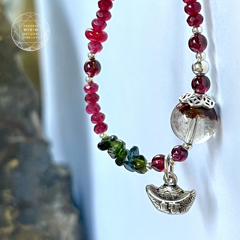 🌸✨ Lắc Tay Đôi Thạch Anh Hồng | PK Bạc 925 Cao Cấp | Thiết Kế Trẻ Trung, Dễ Phối