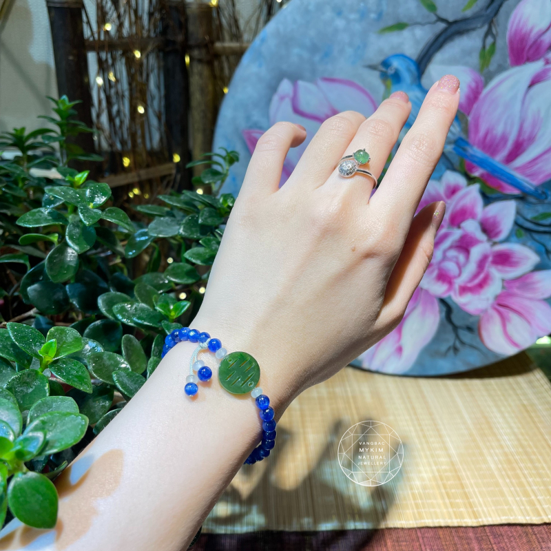 🔶 Vòng Kyanit mix Ngọc Bích Nephrite & Phỉ Thúy Jadeite • Trang Sức Phong Thủy Tài Lộc & Bình An