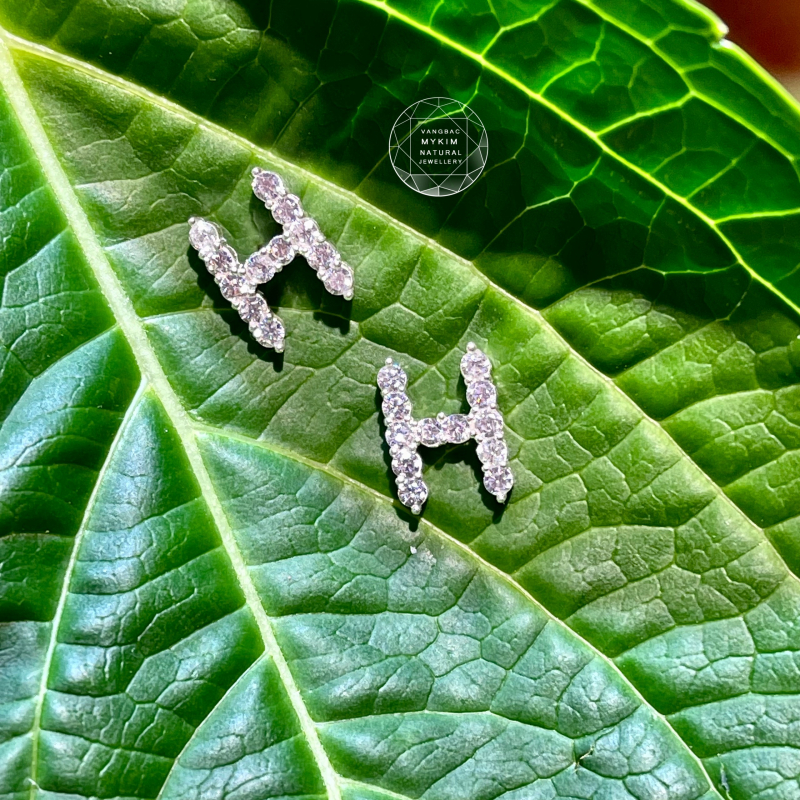Bông Tai Chữ - Bạc 925 đính đá