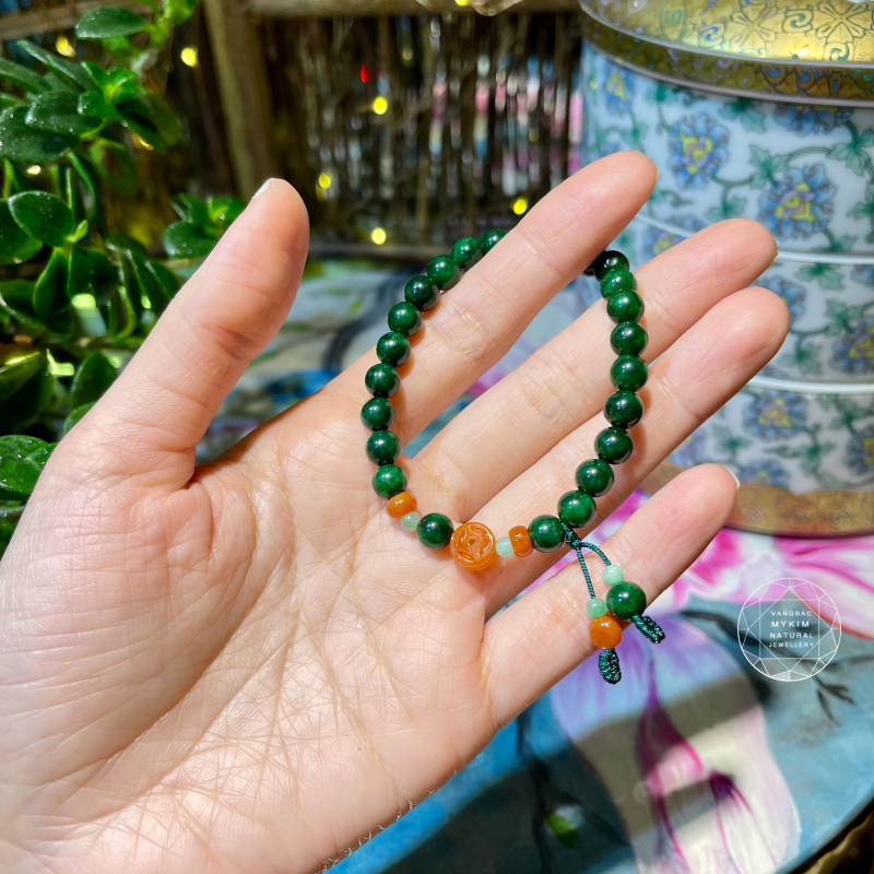 🌿 Vòng Đá Sơn Thủy Mix Kim Tiền Ngọc Phỉ Thúy  | Biểu Tượng Cân Bằng – Thu Hút – Tỉnh Thức Nhẹ Nhàng