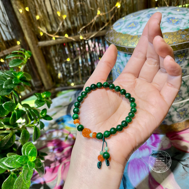 🌿 Vòng Đá Sơn Thủy Mix Kim Tiền Ngọc Phỉ Thúy | Biểu Tượng Cân Bằng – Thu Hút – Tỉnh Thức Nhẹ Nhàng