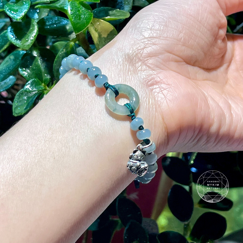 Vòng dây tết Ngọc Phỉ Thúy Jadeite - Băng Dầu - Bạc 925