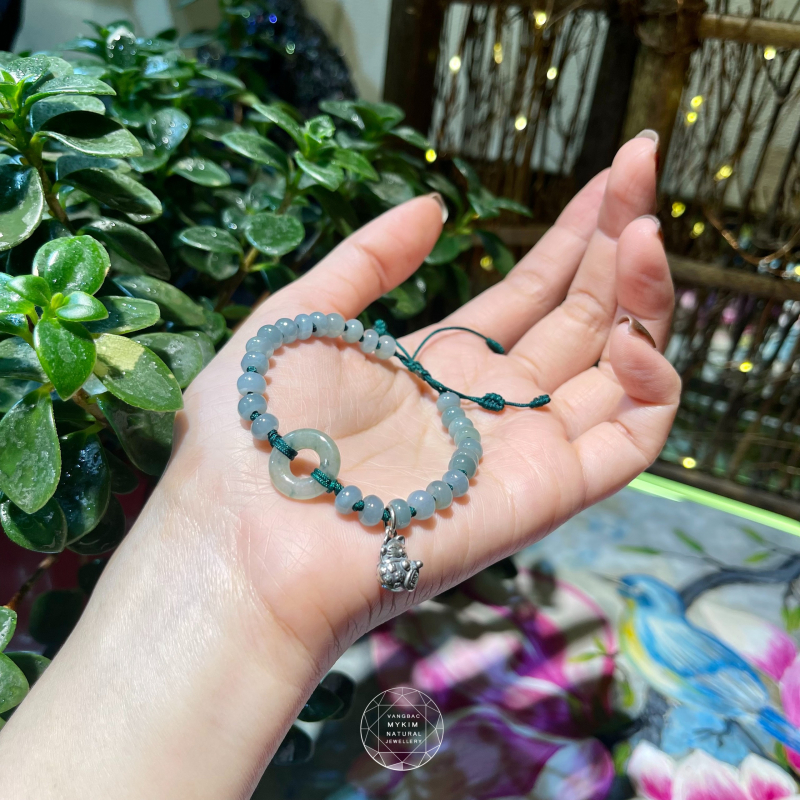 Vòng dây tết Ngọc Phỉ Thúy Jadeite - Băng Dầu - Bạc 925