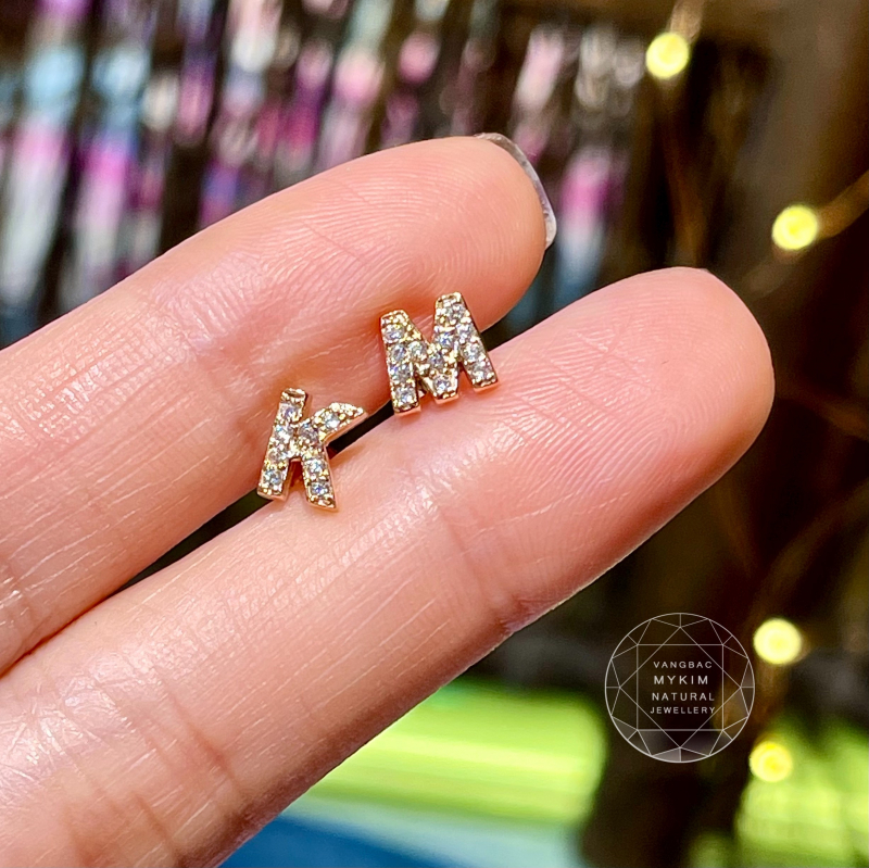 Bông Tai Chữ - Vàng Hồng 14k - Size Nhỏ