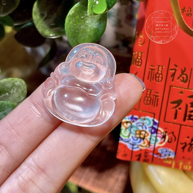 Mặt Phật Adida - Thạch Anh Trắng Vip - Kèm kiểm định