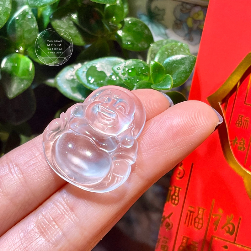 Mặt Phật Adida - Thạch Anh Trắng Vip - Kèm kiểm định