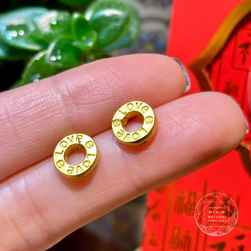 Charm Vàng 24k - Tròn khắc chữ Love