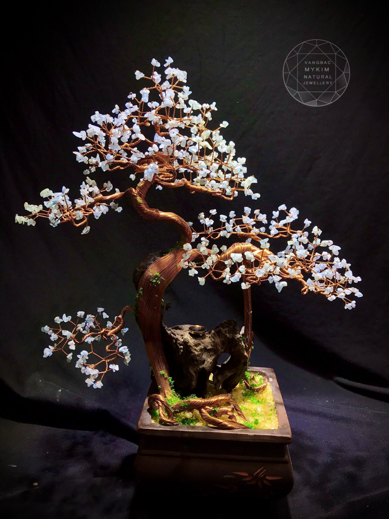 Cây Bonsai Tài Lộc - Đá Aquamarine