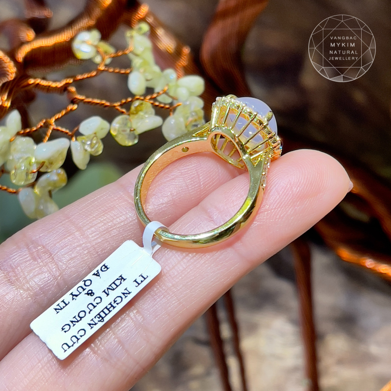 Nhẫn Ngọc Phỉ Thúy Jadeite - Tử La Lan - Vàng 18k Đính Kim Cương TN - VIP