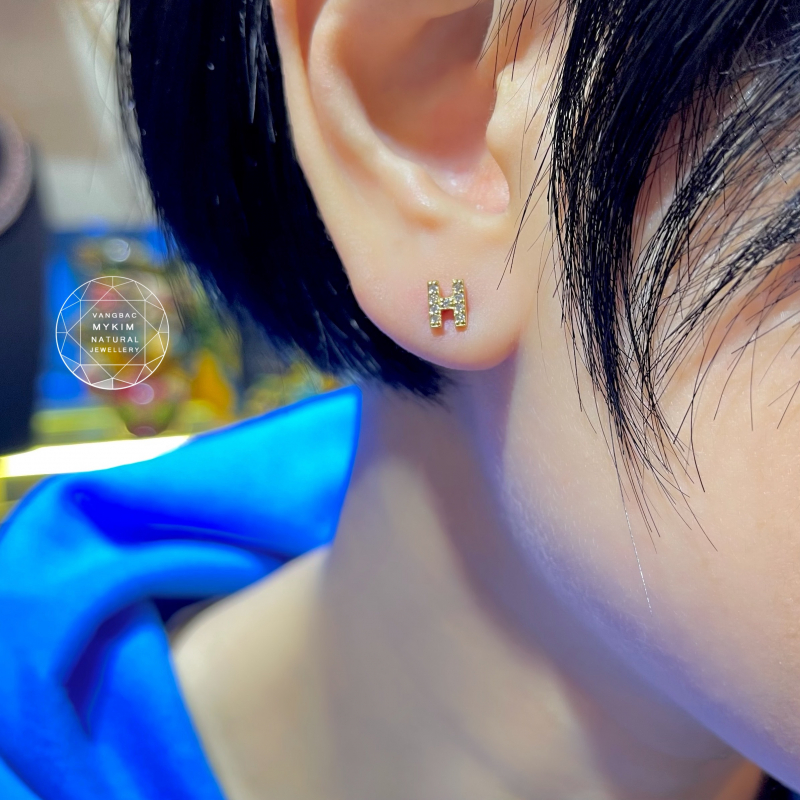 Bông Tai Chữ Cái - Vàng 14k Size 6x5mm