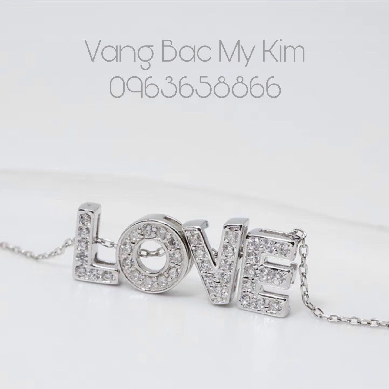 Mặt dây chữ đính đá - Vàng Trắng 14k - 18k