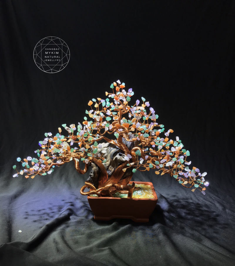 Cây Bonsai Tài Lộc - Đá Tourmaline Đa Sắc