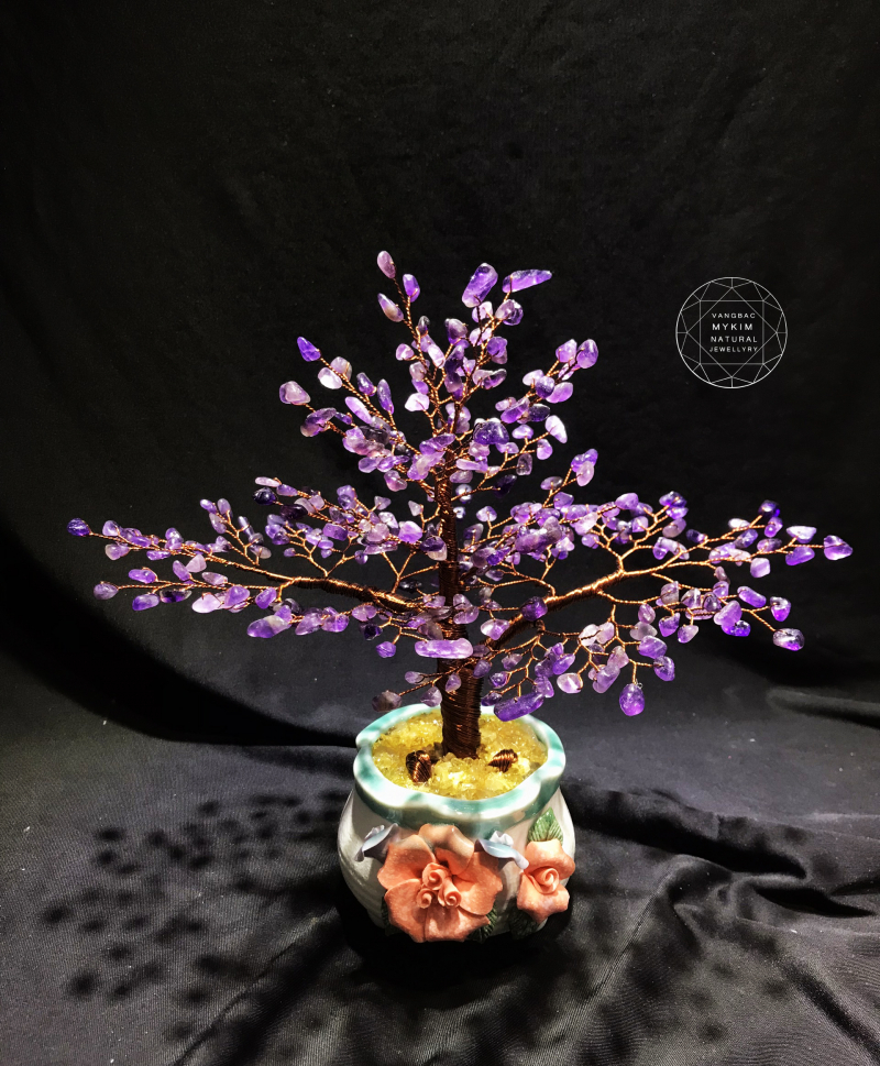 Cây Bonsai Tài Lộc - Đá Thạch Anh Tím Thiên Nhiên