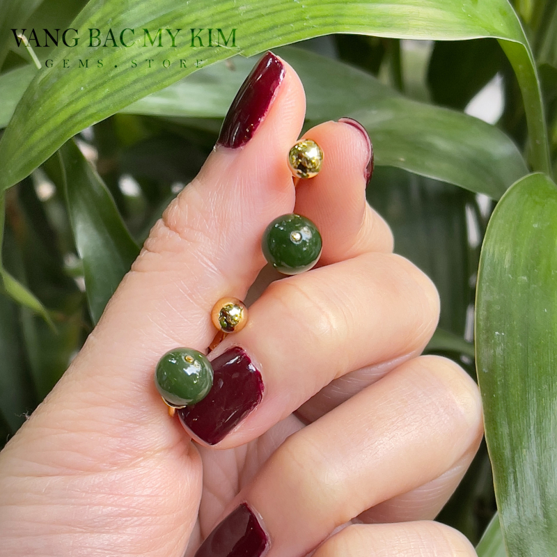 Bông Tai đính Ngọc Bích - Vàng 18k