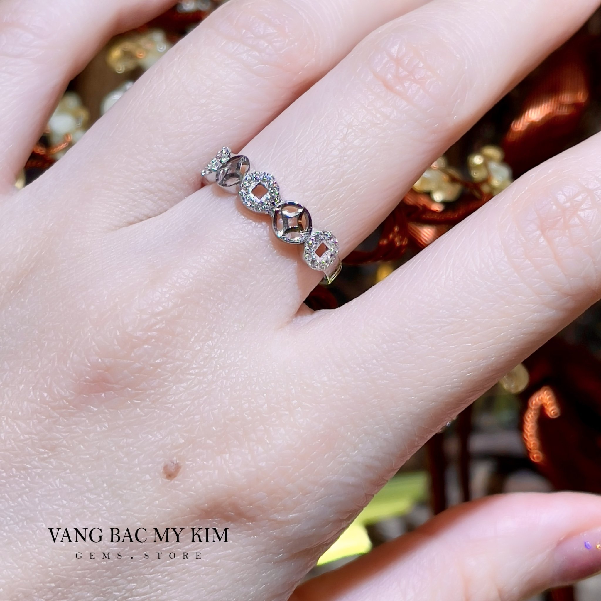 Nhẫn Kim Tiền - Vàng Trắng 10k